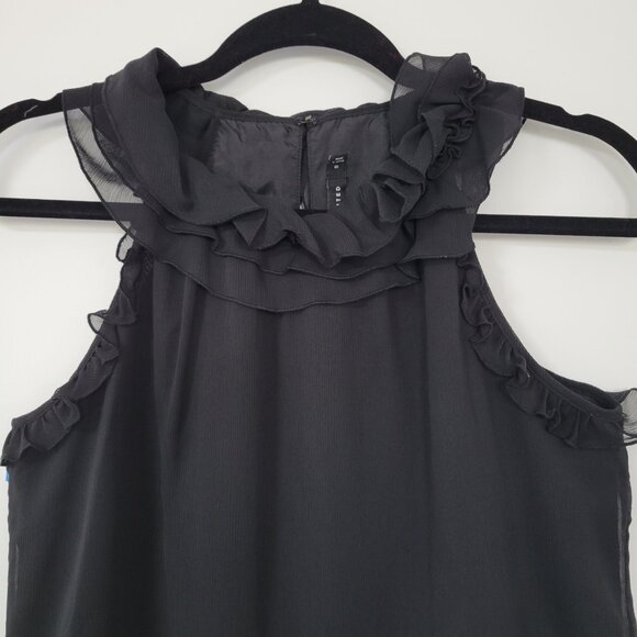 The Limited Black Ruffle Neck Sleeveless Blouse Size Small - Picture 4 of 9